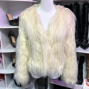 SHEIN fluffy faux fur coat
